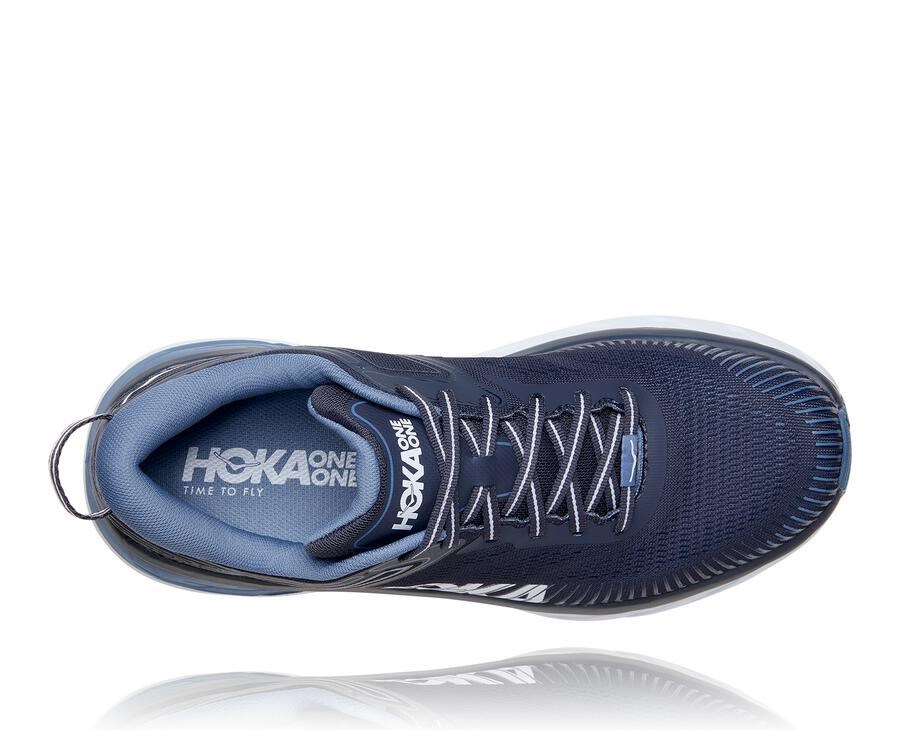 Hoka One One Running Shoes Mens Navy - Bondi 7 - 93207ZTGY